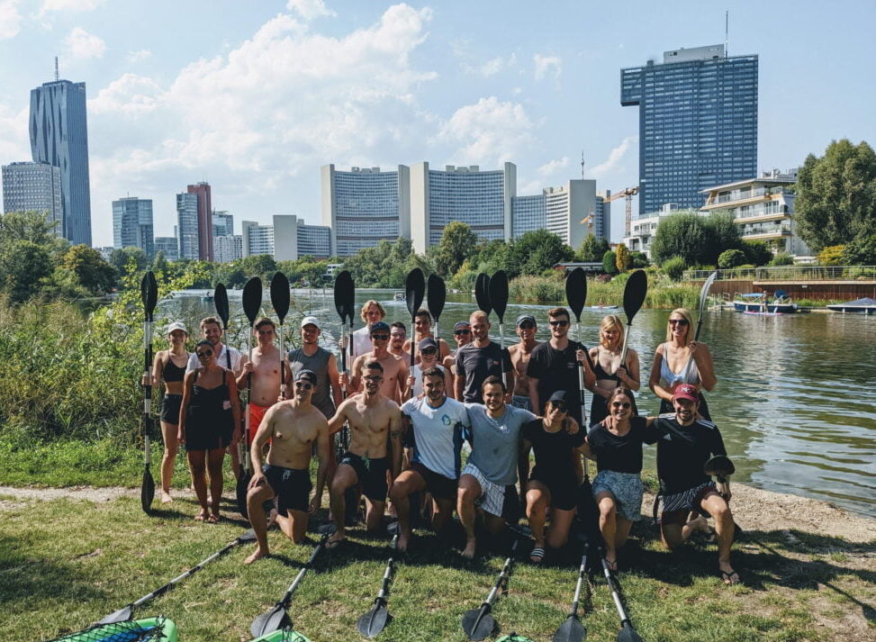 vienna team building activities - kayaking tour on the danube
